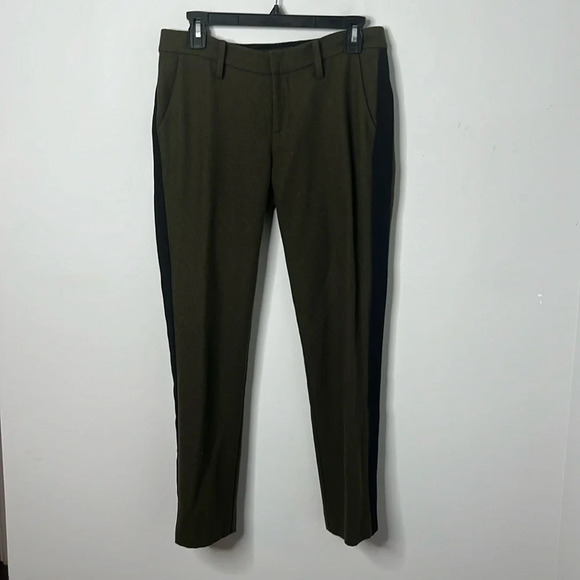 Laveer Green Wool Side Stripe Trousers - Picture 1 of 6
